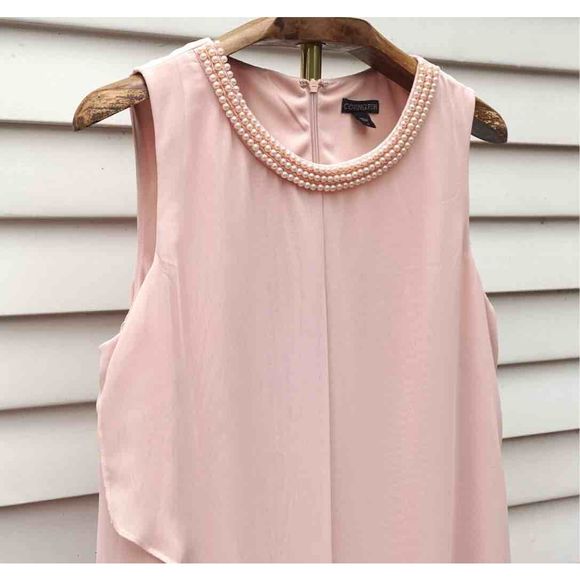 Covington Dresses Covington Blush Pink Pearl Draped Formal Aline